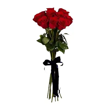 Траурный букет из 10 красных роз